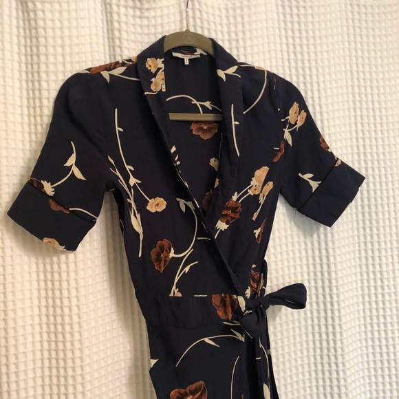 GANNI DALTON CREPE WRAP DRESS TOTAL ECLIPSE - Picture 4 of 5